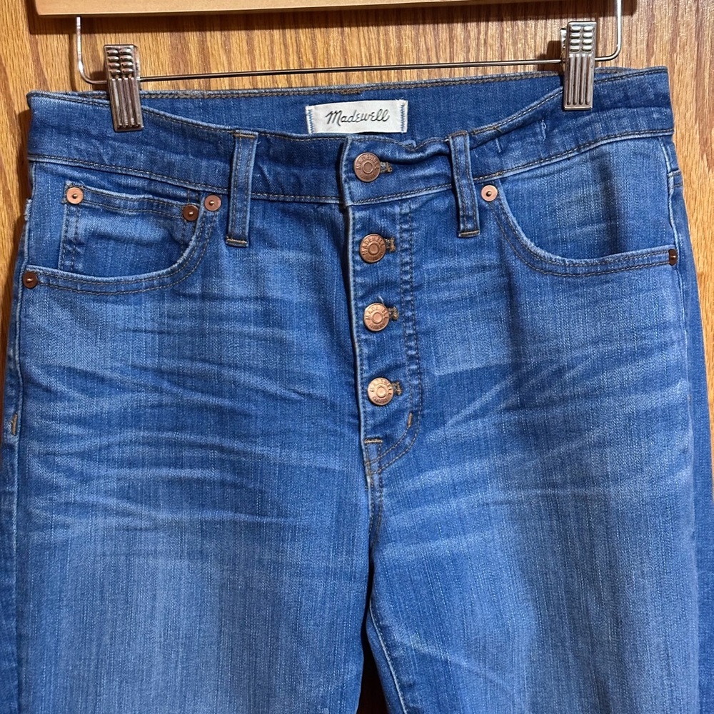 Madewell Cali Demi boot sz‎ 28 Blue Distressed Flare Jeans JB1 - Picture 2 of 8
